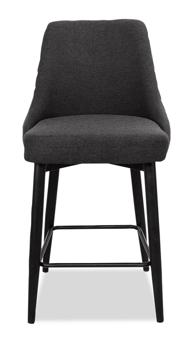 Eden Counter-Height Stool with Linen-Look Fabric, Metal - Charcoal
