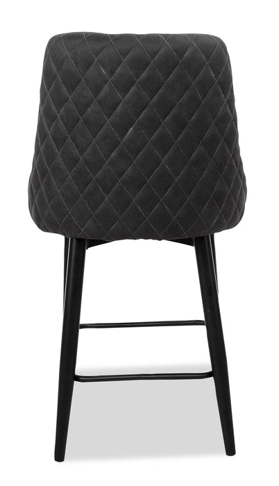 Eden Counter-Height Stool with Linen-Look Fabric, Metal - Charcoal