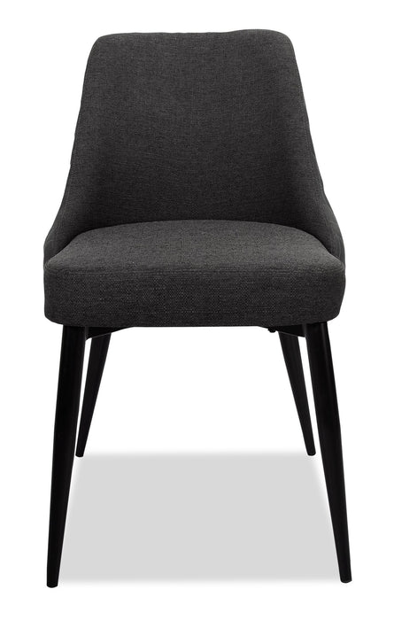 Eden Dining Chair with Linen-Look Fabric, Metal - Charcoal