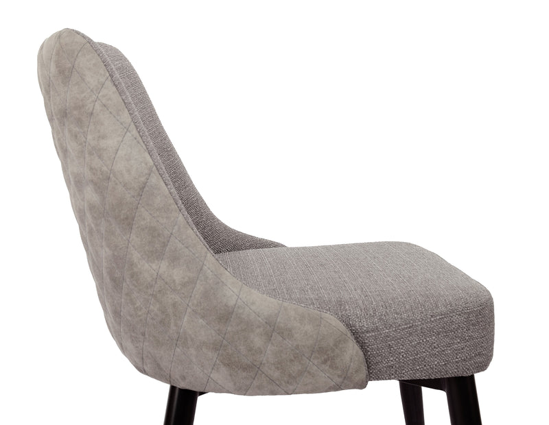 Eden Dining Chair with Linen-Look Fabric, Metal - Grey