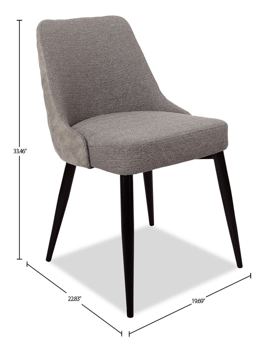 Eden Dining Chair with Linen-Look Fabric, Metal - Grey