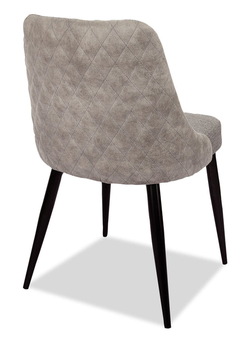 Eden Dining Chair with Linen-Look Fabric, Metal - Grey