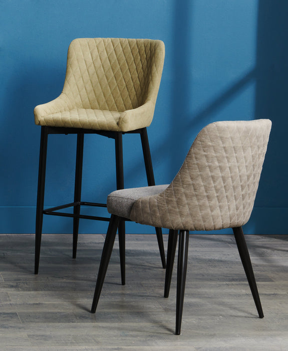 Eden Dining Chair with Linen-Look Fabric, Metal - Grey