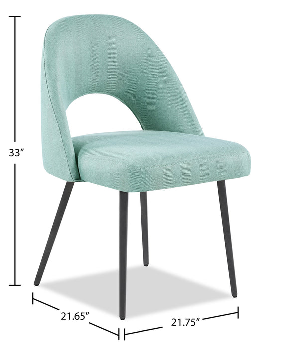 Elijah Dining Chair with Linen-Look Fabric, Metal - Aqua