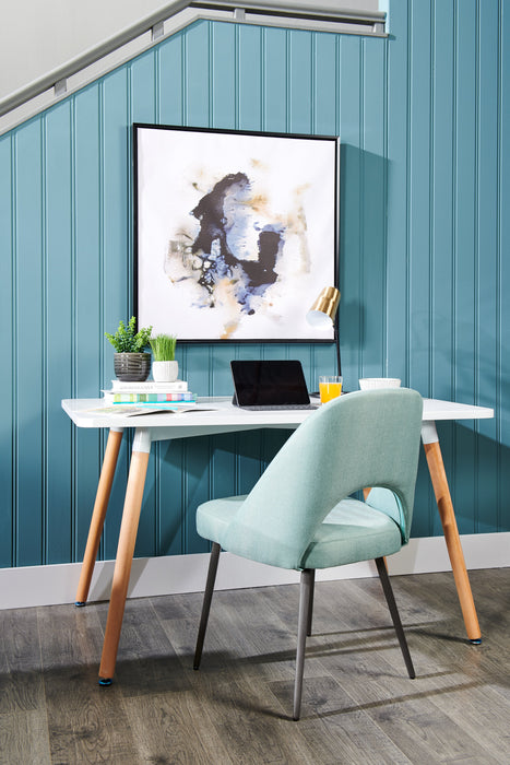 Elijah Dining Chair with Linen-Look Fabric, Metal - Aqua