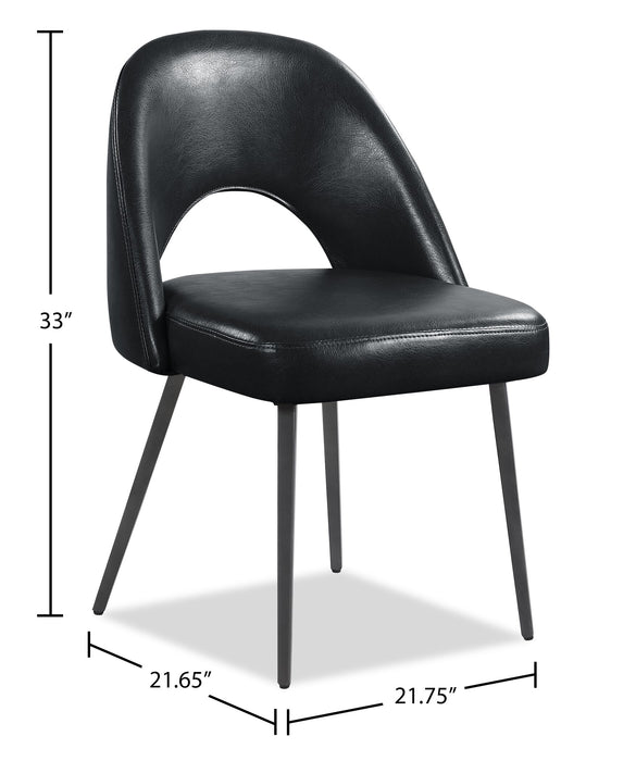 Elijah Dining Chair with Vegan Leather Fabric, Metal - Black