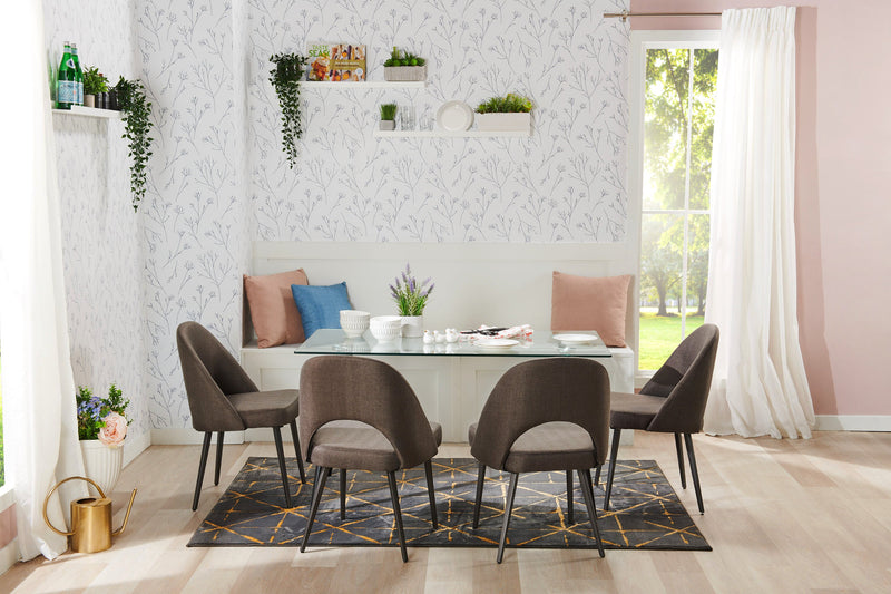 Elijah Dining Chair with Linen-Look Fabric, Metal - Grey