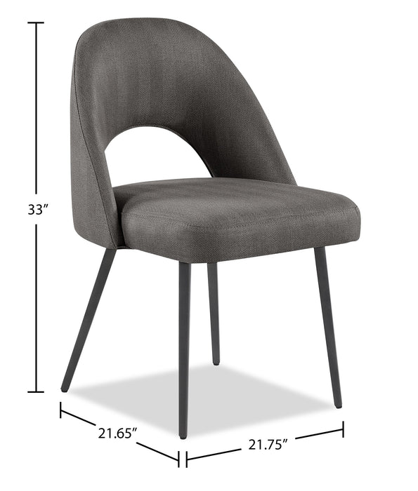 Elijah Dining Chair with Linen-Look Fabric, Metal - Grey