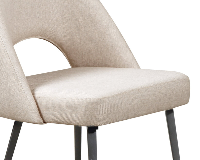 Elijah Dining Chair with Linen-Look Fabric, Metal - Taupe