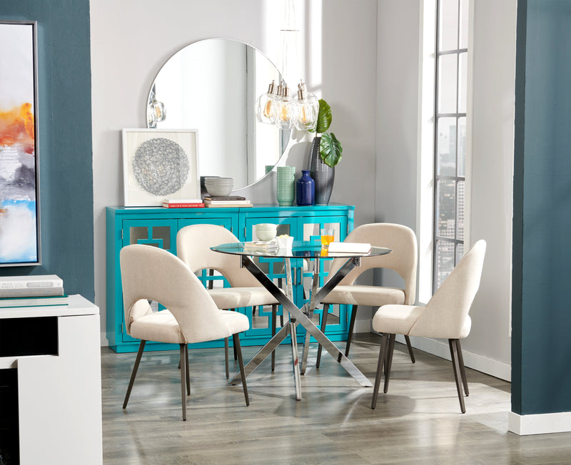 Elijah Dining Chair with Linen-Look Fabric, Metal - Taupe