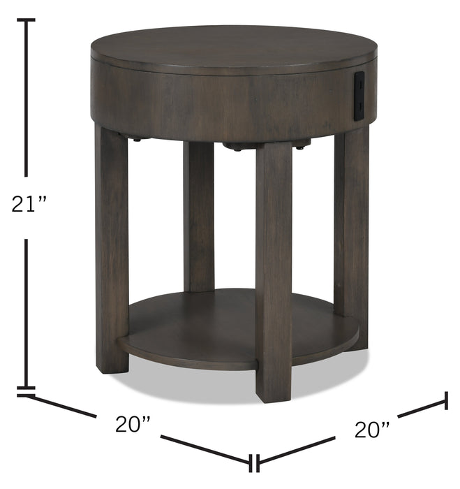 Elroy 20\" Rustic Round End Table with Storage and Shelf - Brown and Grey Wood