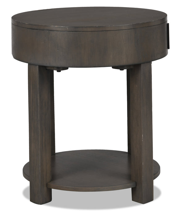 Elroy 20\" Rustic Round End Table with Storage and Shelf - Brown and Grey Wood