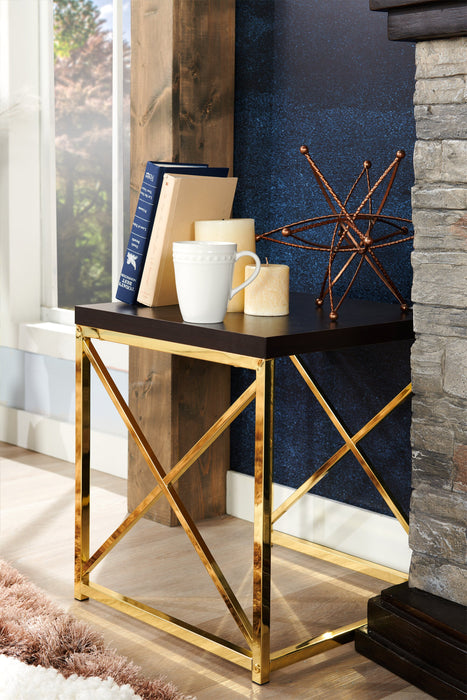 Emery 20\" 2-Pack Accent Nesting Tables - Cappuccino & Gold