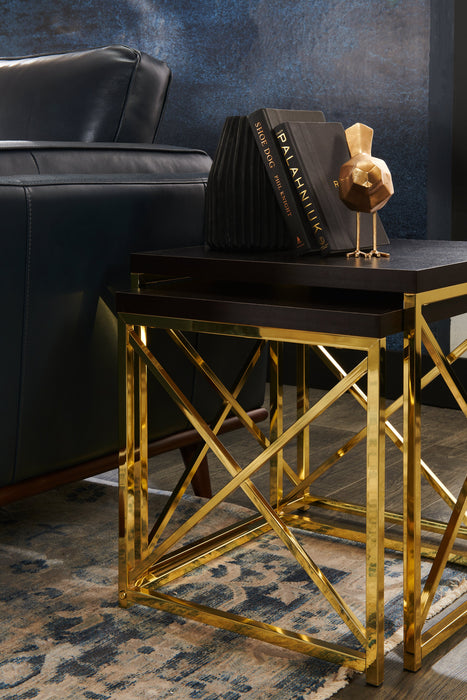 Emery 20\" 2-Pack Accent Nesting Tables - Cappuccino & Gold