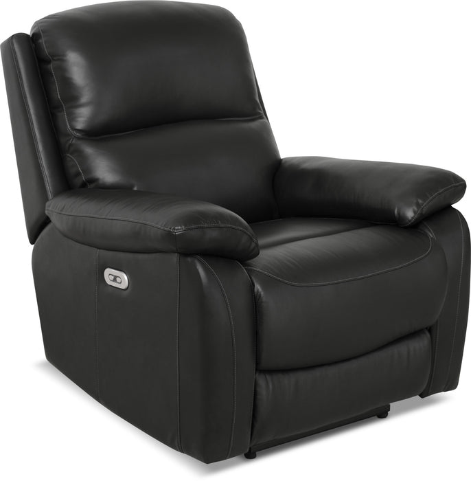 Grove 36\" Genuine Leather Power Reclining Chair with Adjustable Headrest - Black