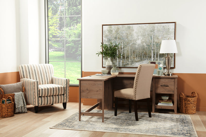 Erick 58.66\" L-Shaped Office Desk with Drawer - Laurel Oak 