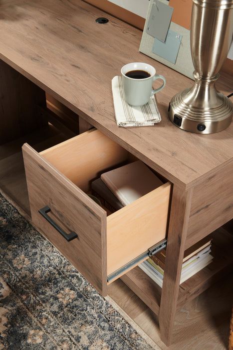Erick 58.66\" L-Shaped Office Desk with Drawer - Laurel Oak 