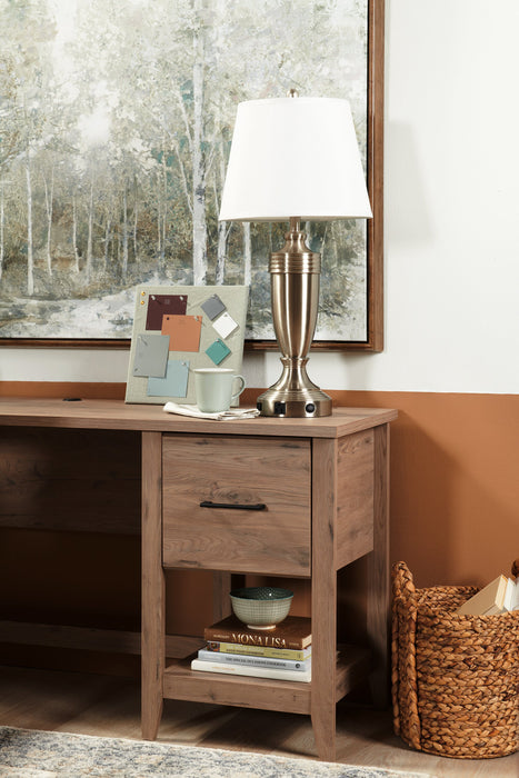 Erick 58.66\" L-Shaped Office Desk with Drawer - Laurel Oak 