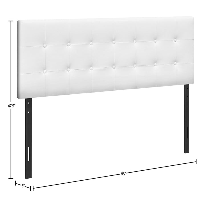 Estel Upholstered Headboard in White Vegan Leather Fabric, Button Tufted - Queen Size