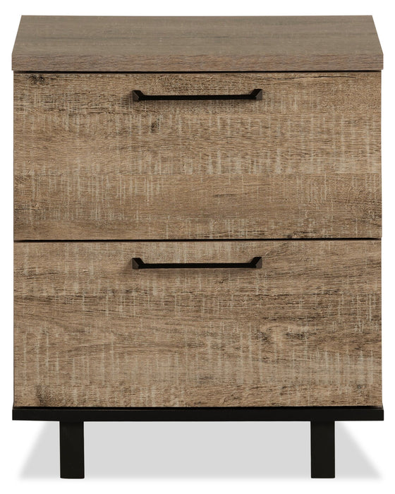 Everley Bedside 2-Drawer Nightstand with USB Ports, 19.5\"W x 22.5\"- Brown