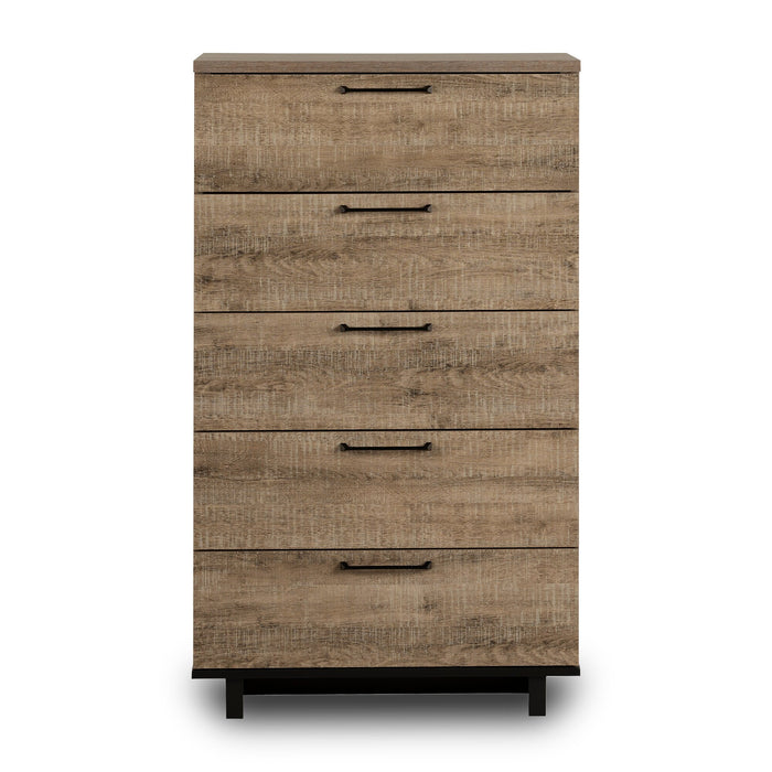 Everley Bedroom Chest of Drawers, 5-Drawer, 29\"W x 49\"H- Brown