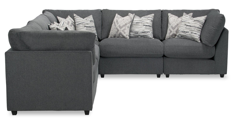 Scott Living Evolve Modular 5-Piece Linen-Look Fabric Sectional with Feather Down Cushions - Charcoal Grey