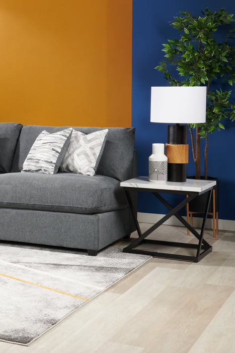 Scott Living Evolve Modular 5-Piece Linen-Look Fabric Armless Sectional with Feather Down Cushions - Charcoal Grey