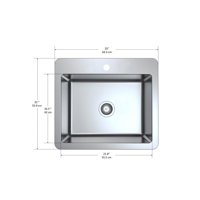 Ancona Valencia Series 25\" Compact Dual Mount Kitchen Sink - AN-3340