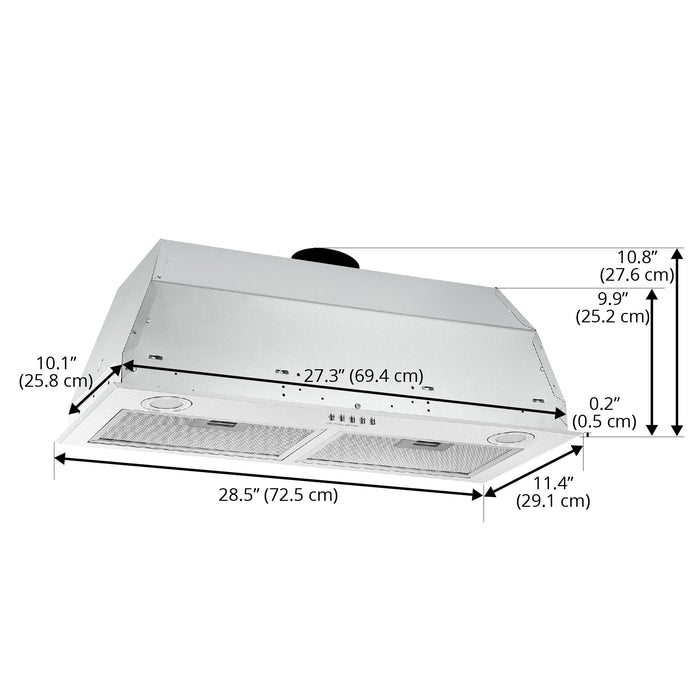 Ancona 28\" Ducted Insert Range Hood - AN-1373