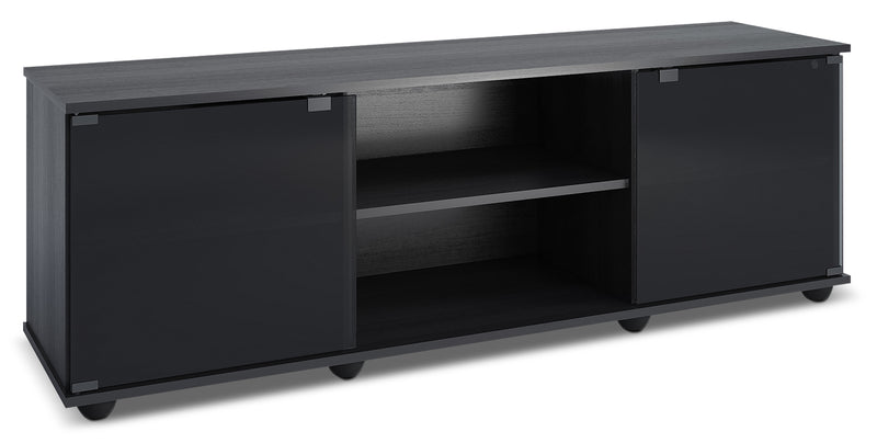 Fiji 60\" Modern TV Stand with Storage and Cable Management for TVs up to 65\"- Black with Glass