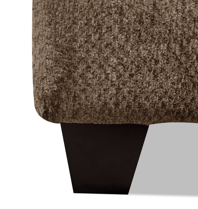 Made in Canada Febe 100\" Chenille Fabric Queen-Size Sofa Bed with Flared Arms and Accent Pillows - Brown