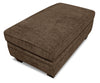 Made in Canada Febe 26\" Chenille Fabric Storage Ottoman with Wood Legs - Brown