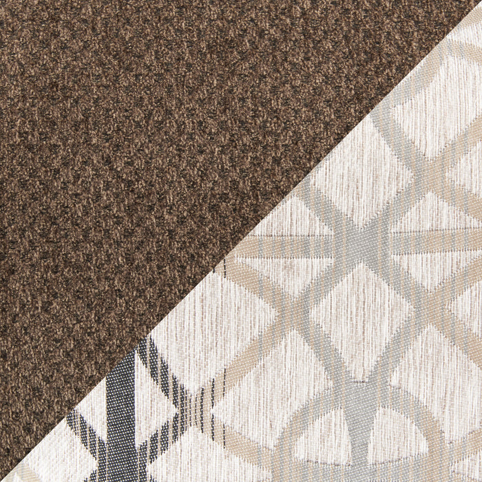 Made in Canada Febe 75\" Chenille Fabric Loveseat with Flared Arms and Accent Pillows - Brown