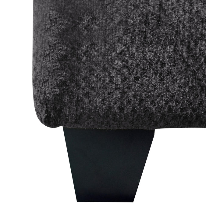 Made in Canada Febe 26\" Chenille Fabric Storage Ottoman with Wood Legs - Charcoal Grey