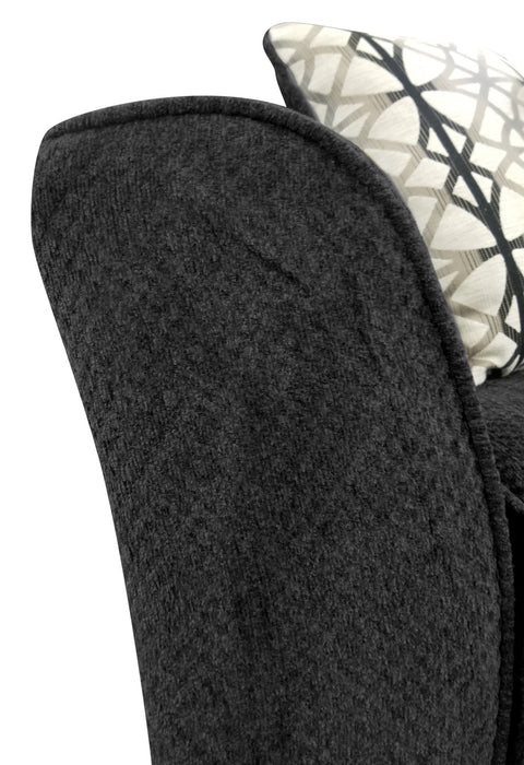 Made in Canada Febe 100\" Chenille Fabric Queen-Size Sofa Bed with Flared Arms - Charcoal Grey