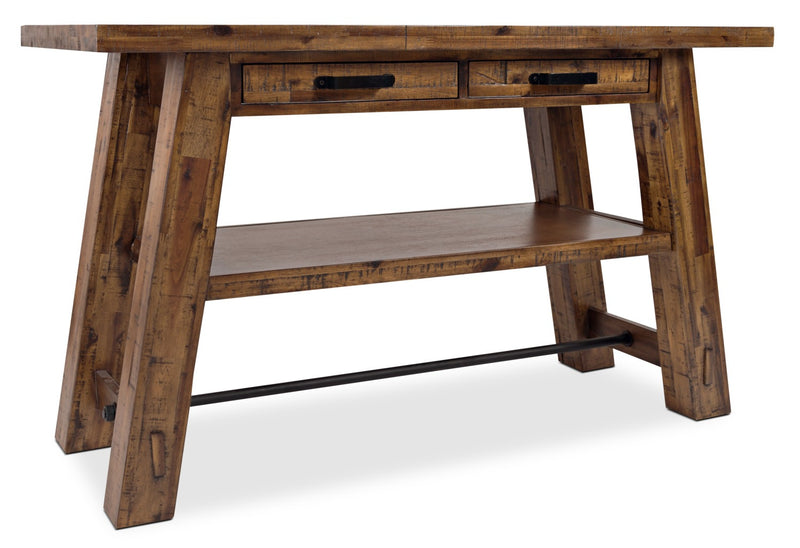 Galeveston 50\" Rustic Sofa Table with Storage and Shelf - Brown Woodgrain Wood