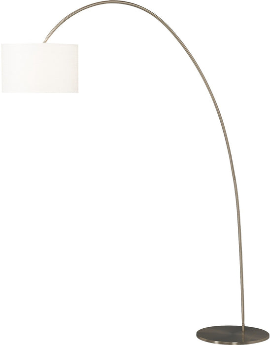 78\" Brushed Steel Arc Floor Lamp with Linen Shade