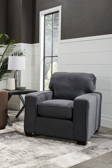 Made in Canada Fiona 36.5\" Chenille Fabric Chair with Track Arms - Navy Blue