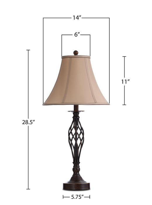 Fiona Traditional Antiqued-Bronze 3-Piece Set, Floor and Two Table Lamps