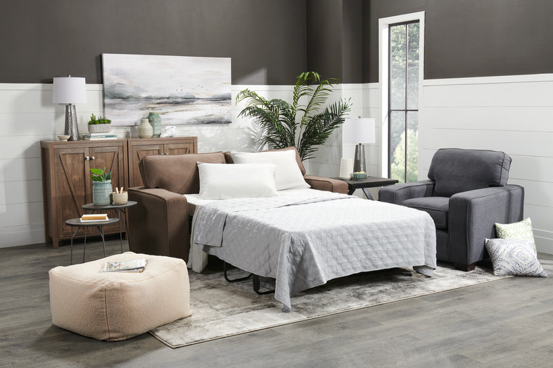 Made in Canada Fiona 74\" Chenille Fabric Full-Size Sofa Bed with Track Arms - Mocha Brown