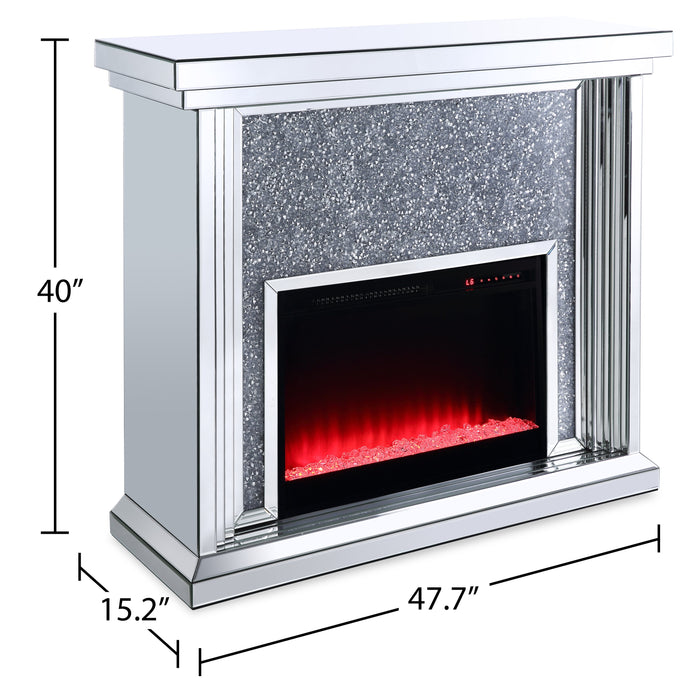 Flint 47.4\" Glam Electric Fireplace - Silver and Glass