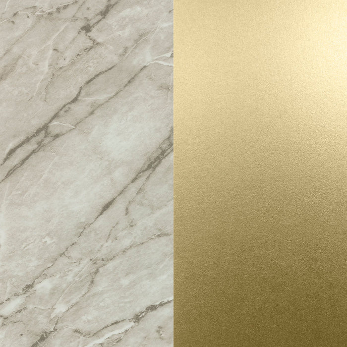 Maliza Bar Cart With Wine Bottle Storage And Wine Glass Rack - Faux Carrara Marble And Gold