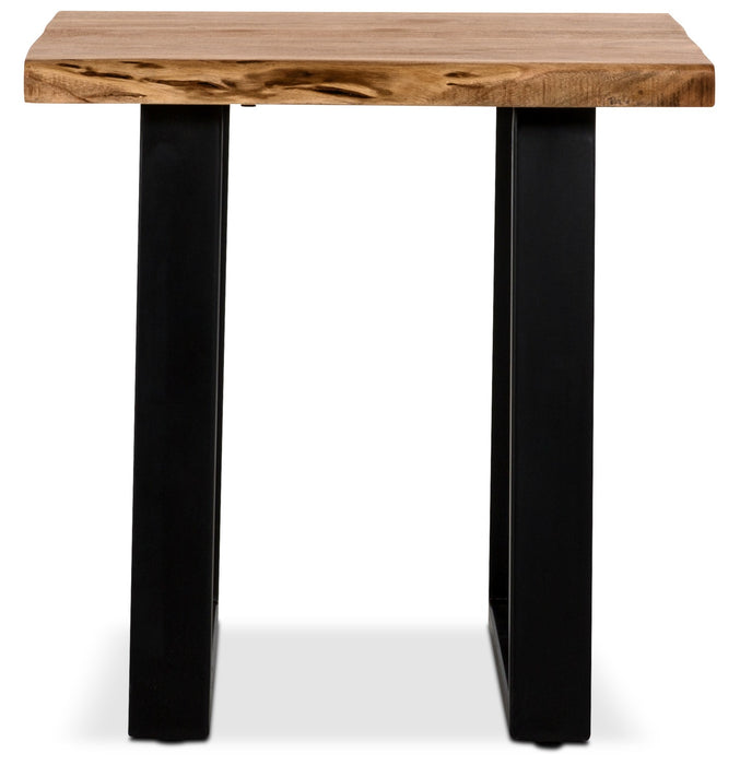 Agra 24\" Rustic End Table - Brown and Black with Iron Legs