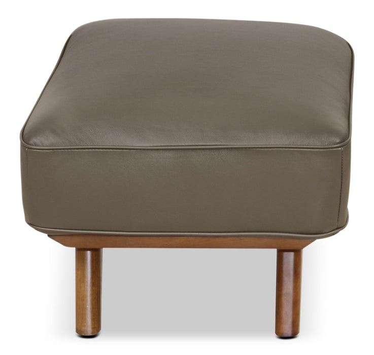 Kai Genuine Leather Ottoman – Grey