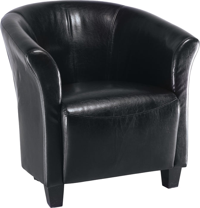 Ethan 31\" Faux Leather Tub-Style Accent Chair with Wood Legs - Black
