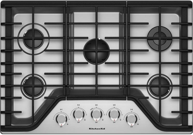 KitchenAid 30\" 5-Element Gas Cooktop - Stainless Steel - KCGS350ESS