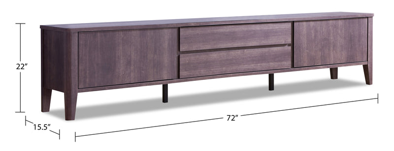 Gabe 72\" Modern TV Stand with Storage for TVs up to 80\"- Walnut Brown