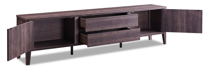 Gabe 84\" Modern TV Stand with Storage for TVs up to 90\"- Walnut Brown