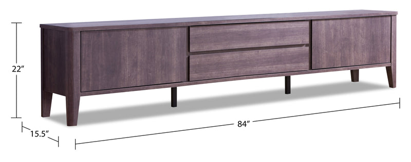 Gabe 84\" Modern TV Stand with Storage for TVs up to 90\"- Walnut Brown