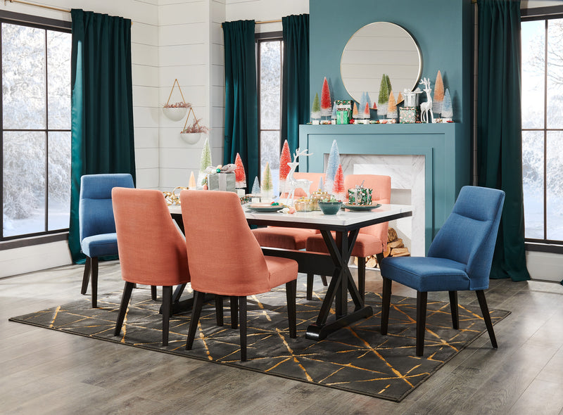 Gabi Dining Chair with Linen-Look Fabric - Blue